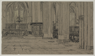 28963 Interieur van de Jacobikerk te Utrecht: de noordelijke zijbeuk uit het noordwesten gezien in de richting van het ...